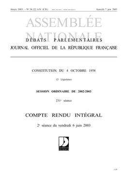 Assemblée Nationale Débats Parlementaires Journal Officiel De La République Française