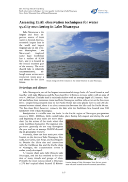 Assessing Earth Observation Techniques for Water Quality Monitoring in Lake Nicaragua