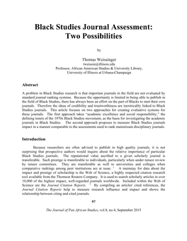 Black Studies Journal Assessment: Two Possibilities