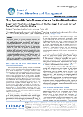 Sleep Apnea and the Brain: Neurocognitive and Emotional Considerations