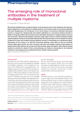 The Emerging Role of Monoclonal Antibodies in the Treatment of Multiple Myeloma