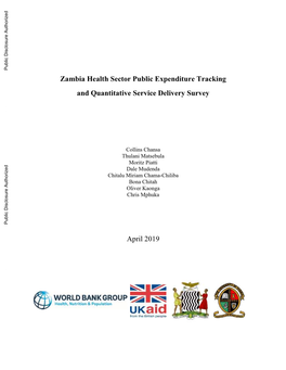 Zambia Health Sector Public Expenditure Tracking and Quantitative Service Delivery Survey