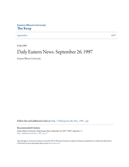 Daily Eastern News: September 26, 1997 Eastern Illinois University