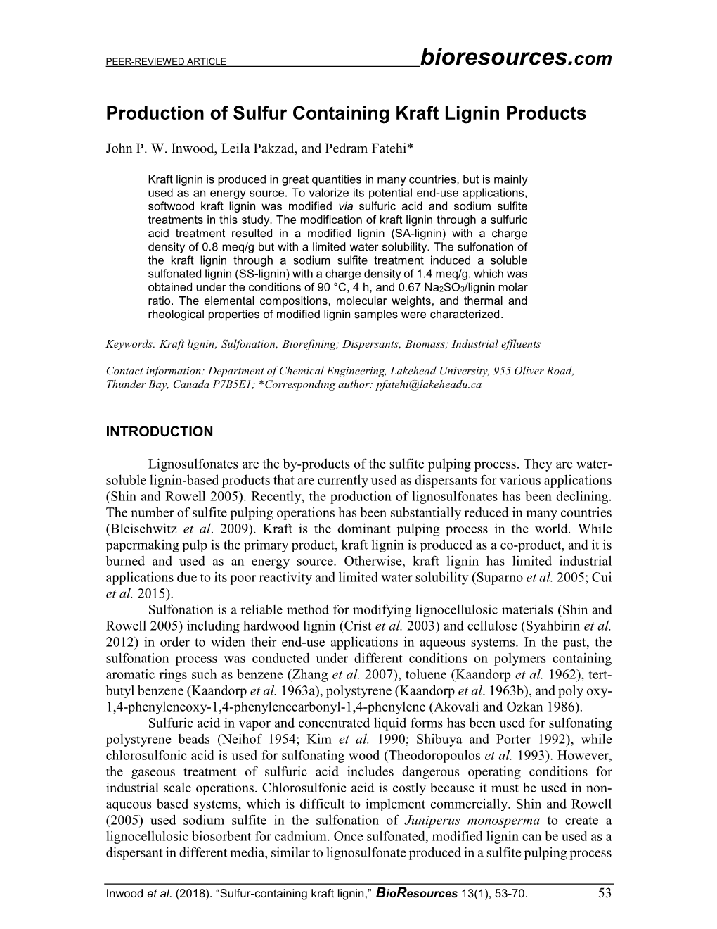 Production of Sulfur Containing Kraft Lignin Products