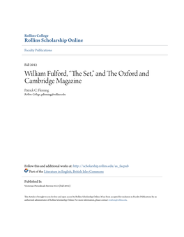 William Fulford, “The Set,” and the Oxford and Cambridge Magazine