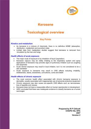 Kerosene Toxicological Overview