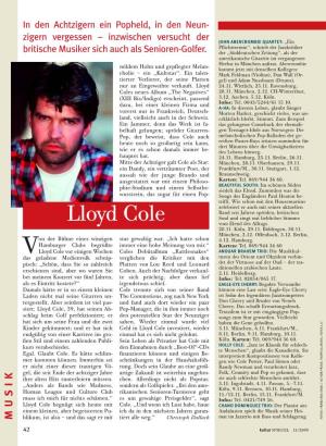 Lloyd Cole Soul Und Singt Mit Lieblicher Stimme Vom Elend Des Alltags