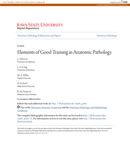 Elements of Good Training in Anatomic Pathology L
