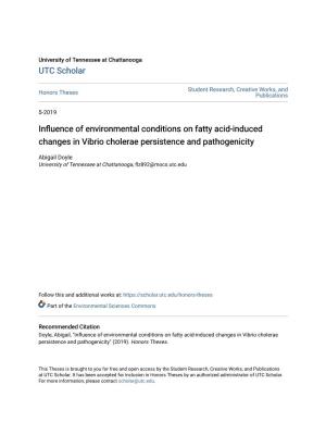 Influence of Environmental Conditions on Fatty Acid-Induced Changes in Vibrio Cholerae Persistence and Pathogenicity