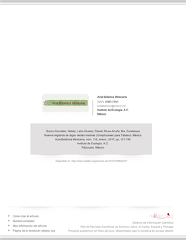 Redalyc.Nuevos Registros De Algas Verdes Marinas (Ulvophyceae)