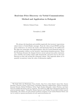 Real-Time Price Discovery Via Verbal Communication: Method and Application to Fedspeak