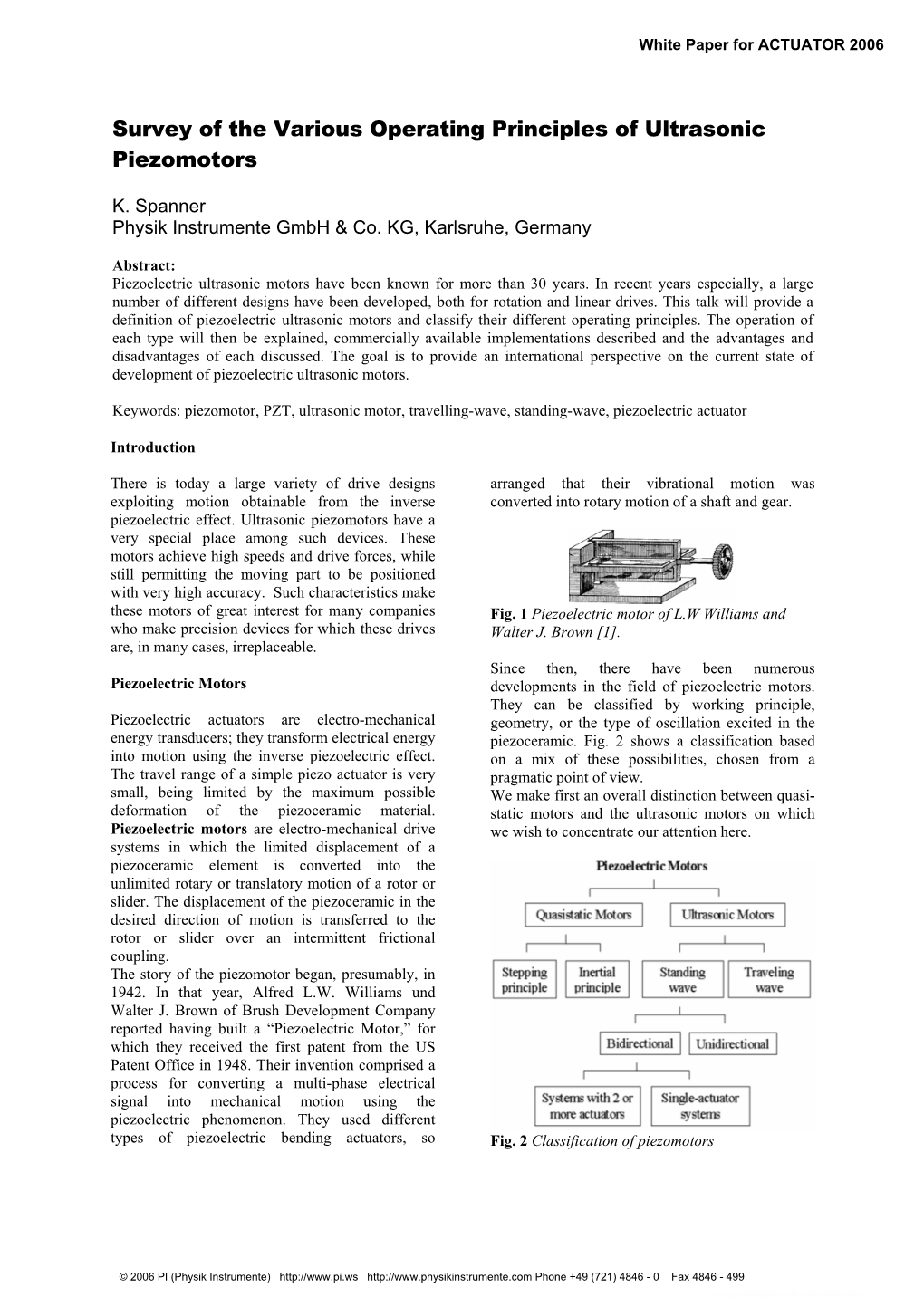 Actuator 2006: Ultrasonic Piezoelectric Motor