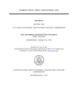 China and Central Asia Hearing Before the Us
