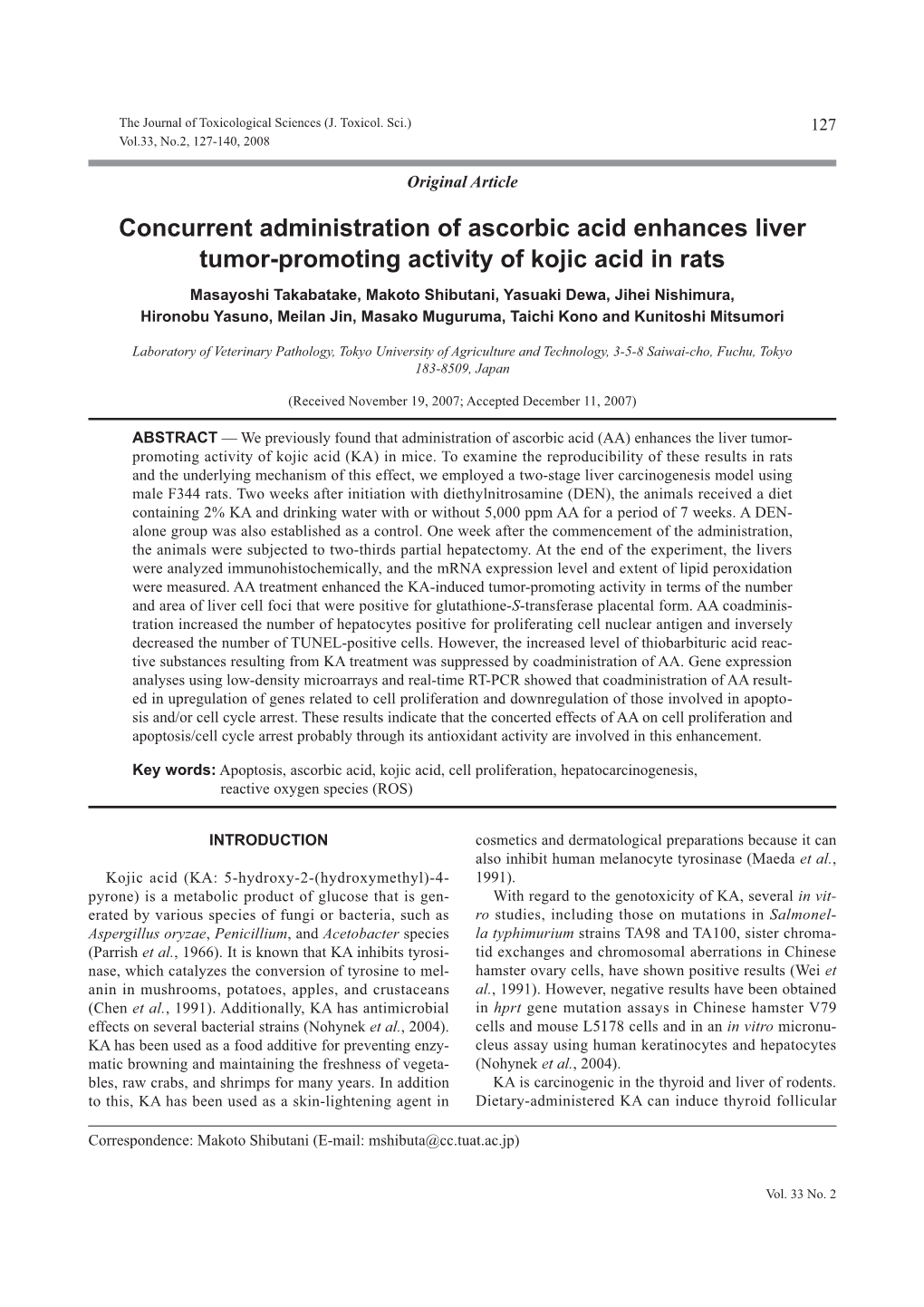 Concurrent Administration of Ascorbic Acid Enhances Liver Tumor