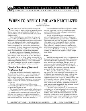 AGR-5: When to Apply Lime and Fertilizer