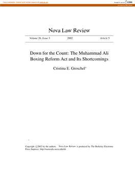 Down for the Count: the Muhammad Ali Boxing Reform Act and Its Shortcomings