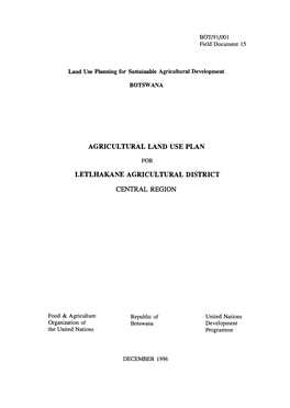 Land Use Planning for Sustainable Agricultural Developmen Botswana