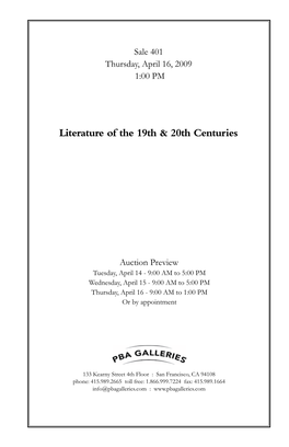 Literature of the 19Th & 20Th Centuries
