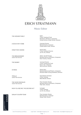 ERICH STRATMANN Music Editor