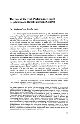 The Law of the Test: Performance-Based Regulation and Diesel Emissions Control