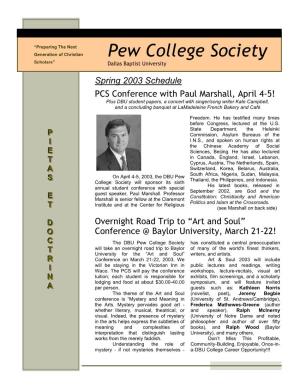 Pew College Society Scholars” Dallas Baptist University