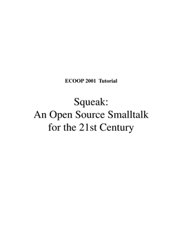 ECOOP Squeak Tutorial Worksheet 1A 2001.04.24 11:07