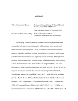 Synthesis of Layered Group IV Nitride Materials by Soft Chemical Anion Metathesis