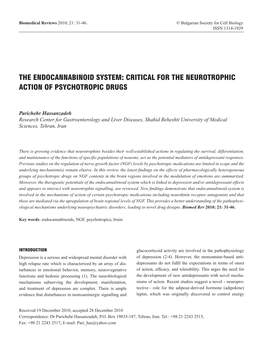 The Endocannabinoid System: Critical for the Neurotrophic Action of Psychotropic Drugs
