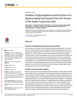 Isolation, N-Glycosylations and Function of a Hyaluronidase-Like