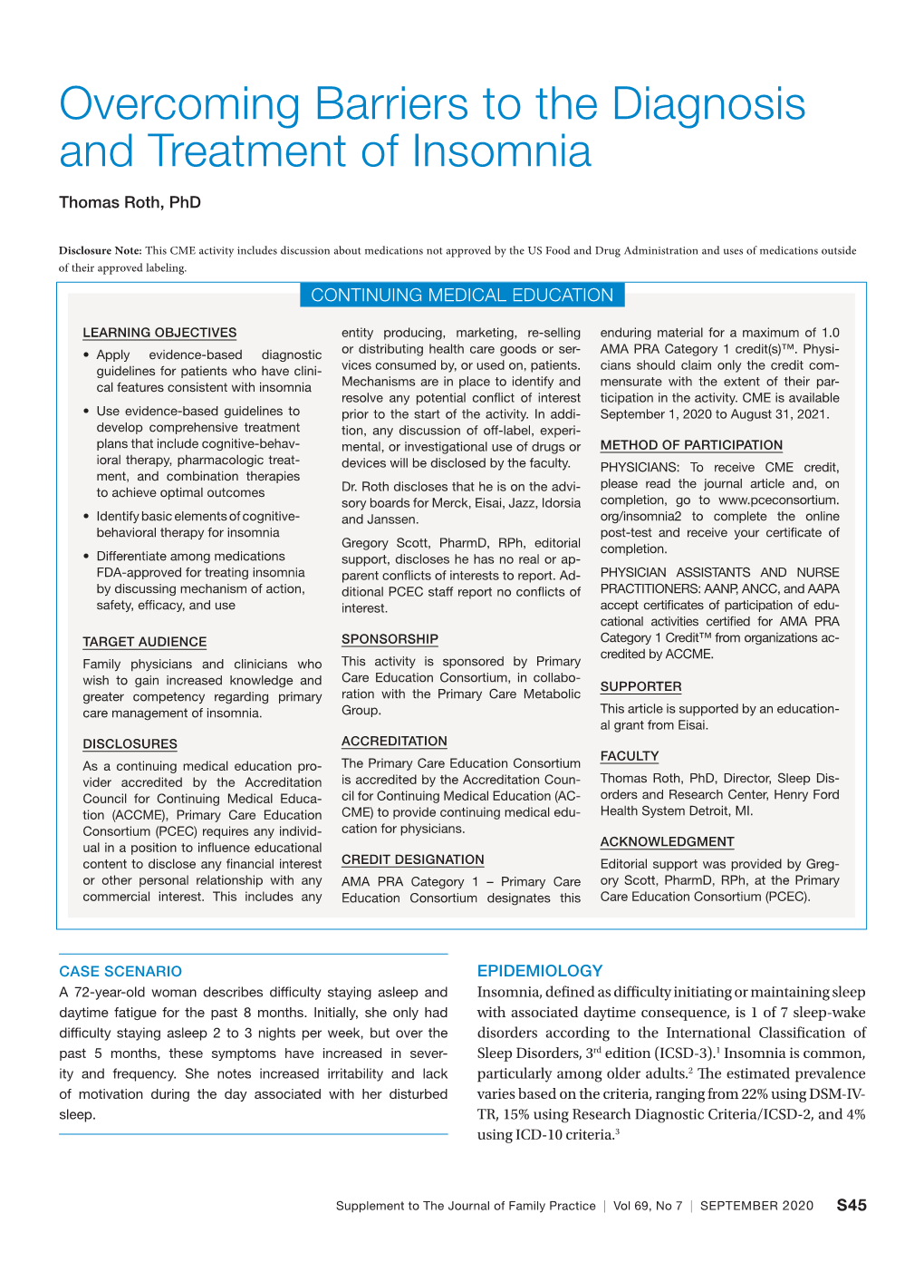 Overcoming Barriers to the Diagnosis and Treatment of Insomnia