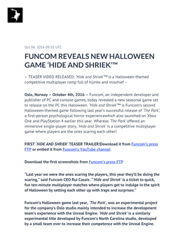 Funcom Reveals New Halloween Game ‘Hide and Shriek’™