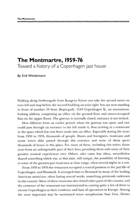 The Montmartre, 1959-76 Toward a History Af a Copenhagen Jazz House