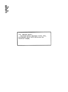 Hurricane Edith September 23-28 1963 Preliminary Report With