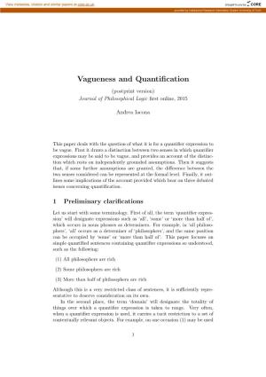 Vagueness and Quantification