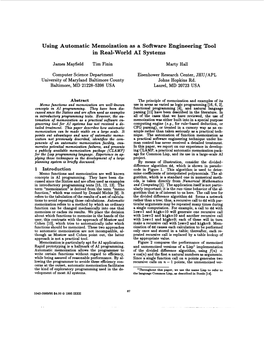 Using Automatic Memoization As a Software Engineering Tool in Real-World AI Systems