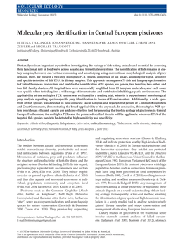 Molecular Prey Identification in Central European Piscivores