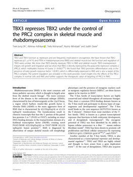 TBX3 Represses TBX2 Under the Control of the PRC2 Complex In