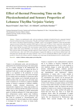 Effect of Thermal Processing Time on the Physicochemical and Sensory