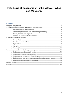 Fifty Years of Regeneration in the Valleys – What Can We Learn?