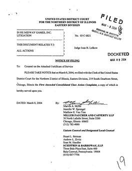 In Re: Midway Games, Inc. Securities Litigation 03-CV-6821-First