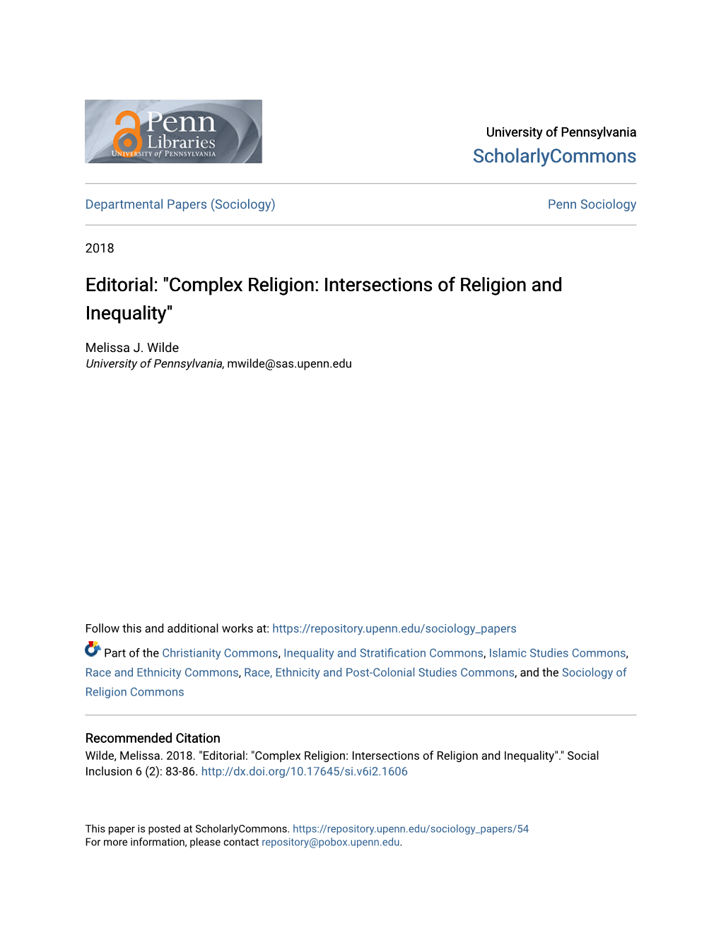 Complex Religion: Intersections of Religion and Inequality"