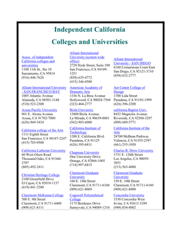 Independent California Colleges and Universities