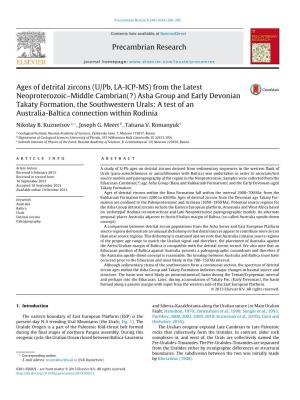 Ages of Detrital Zircons (U/Pb, LA-ICP-MS) from the Latest