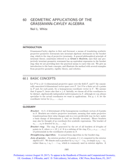 60 GEOMETRIC APPLICATIONS of the GRASSMANN-CAYLEY ALGEBRA Neil L
