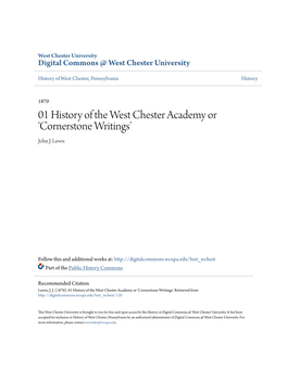 01 History of the West Chester Academy Or Â•Ÿcornerstone