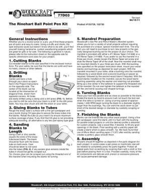 The Rinehart Ball Point Pen Kit Instructions