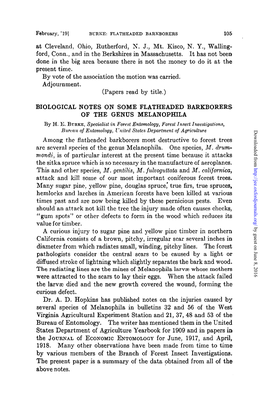 Biological Notes on Some Flatheaded Barkborers of the Genus Melanophila