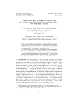 Uniqueness and Stability Results for Non-Linear Johnson-Segalman Viscoelasticity and Related Models