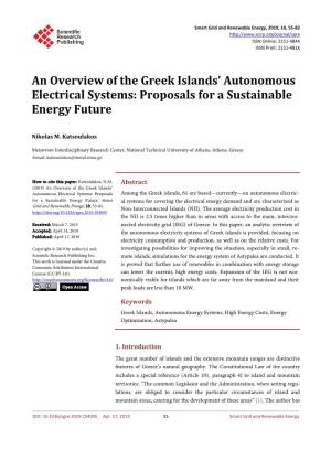 An Overview of the Greek Islands' Autonomous Electrical Systems