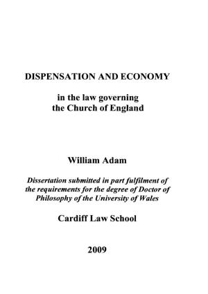 DISPENSATION and ECONOMY in the Law Governing the Church Of